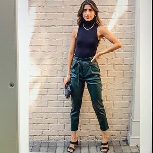 Lucy Paris Faux Leather Paperbag Waist Pants